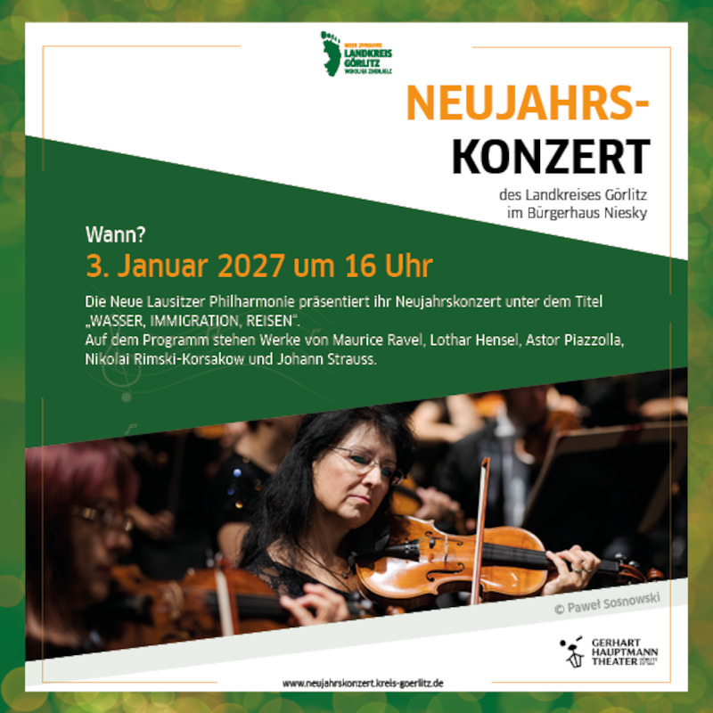 Neujahrskonzert der Neuen Lausitzer Philharmonie - „WASSER, IMMIGRATION, REISEN”